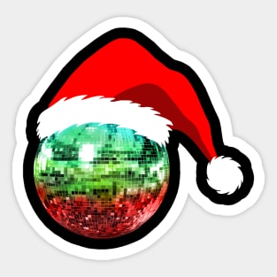 Red and Green Santa Christmas Disco Ball Sticker